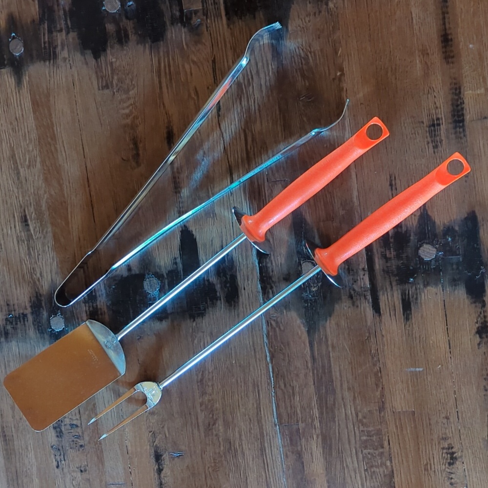 EUC Vintage Androck Chrome Plate BBQ Utensils - Three Piece Set.